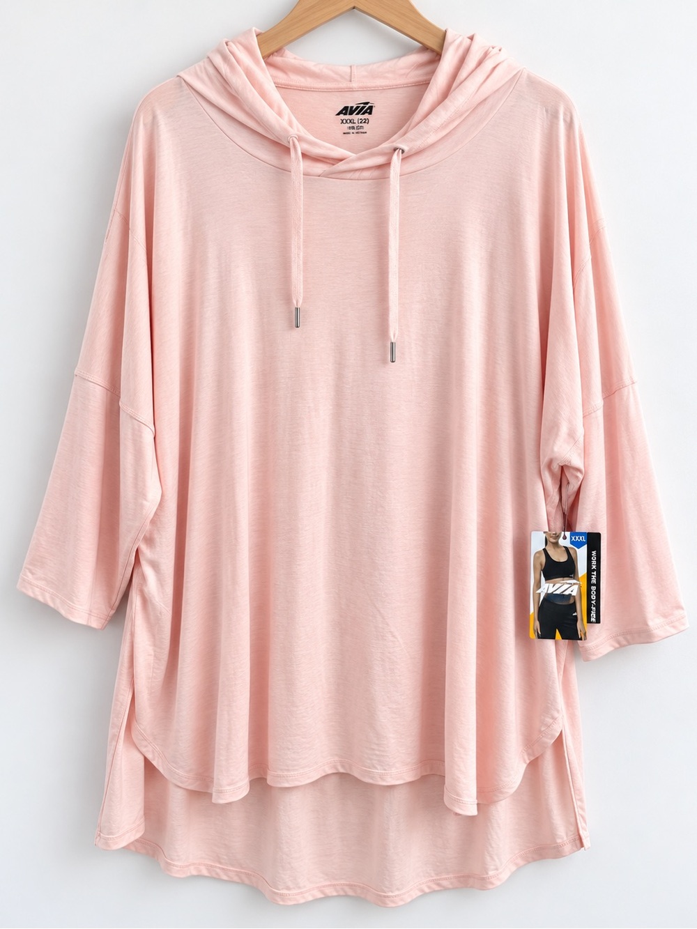 Avia NWT Pink Hooded Tunic Top XXXL 22 Oversized Lightweight Activewear